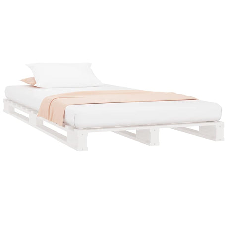 Vidaxl palletbed massief grenenhout wit 90x200 cm