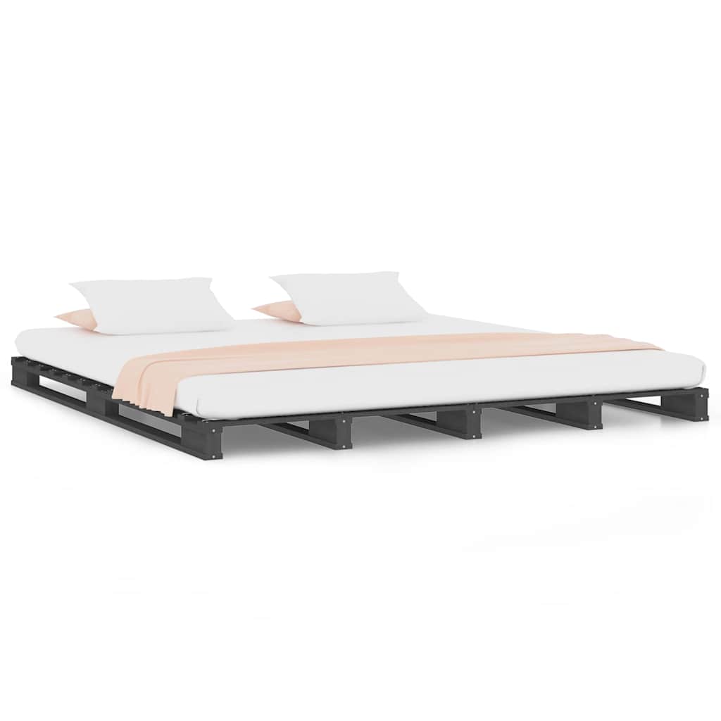 Vidaxl palletbed massief grenenhout grijs 200x200 cm