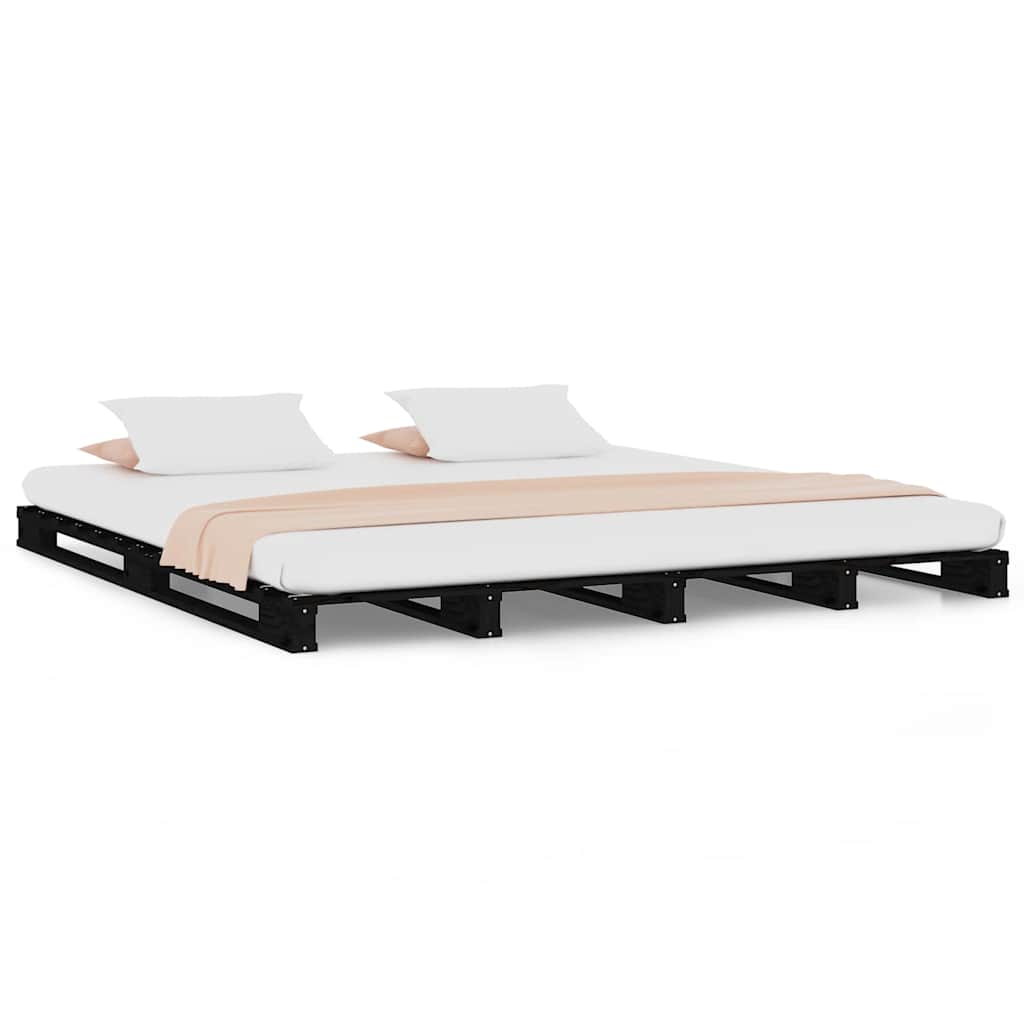 Vidaxl palletbed massief grenenhout zwart 120x190 cm