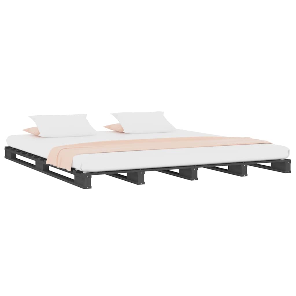 Vidaxl palletbed massief grenenhout grijs 140x190 cm