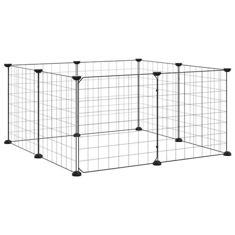 Vidaxl -Haustiere Käfig mit Tür 8 Paneele 35x35 cm Stahl schwarz