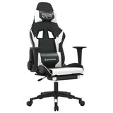 Vidaxl massage gamestoel met voetensteun kunstleer zwart wit