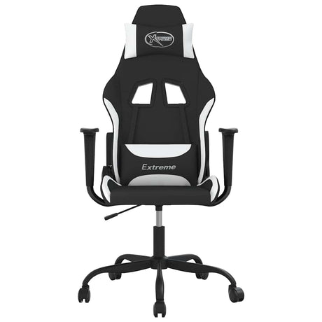 Vidaxl massage gamestoel stof zwart en wit
