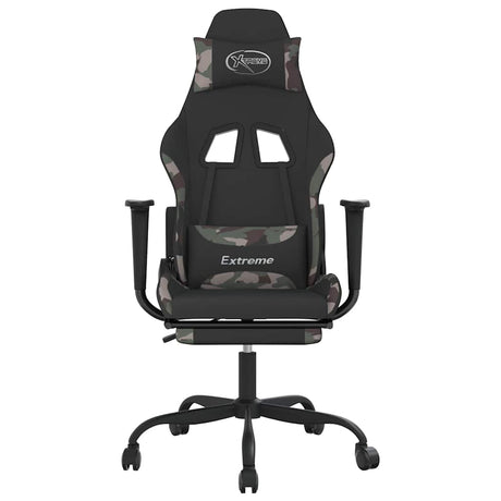 Vidaxl massage gamestoel met voetensteun stof zwart en camouflage