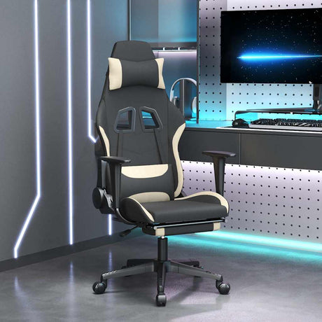 Vidaxl gamestoel met voetensteun en massagefunctie stof zwart en rood