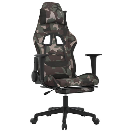 Vidaxl massage gamestoel met voetensteun stof zwart en camouflage