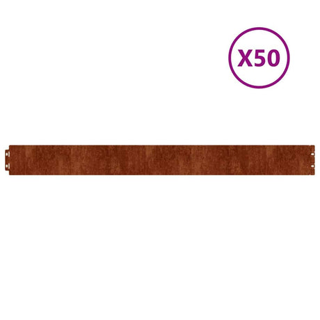 Vidaxl -Gazonkanten 50 Stück 10x103 cm Flexibler Cortenstaal