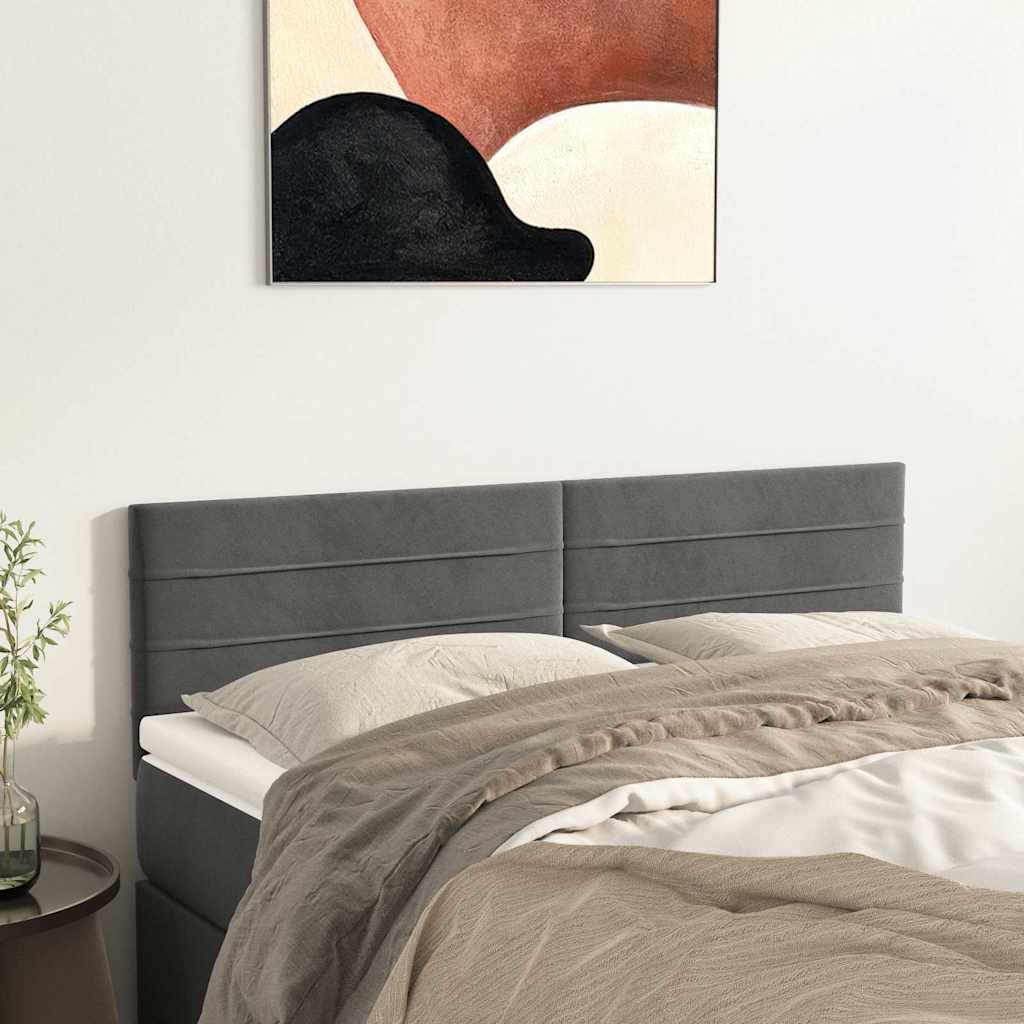 Vidaxl hoofdborden 144x5x78 88 cm fluweel donkergrijs