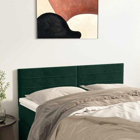 Vidaxl hoofdborden 144x5x78 88 cm fluweel donkergroen