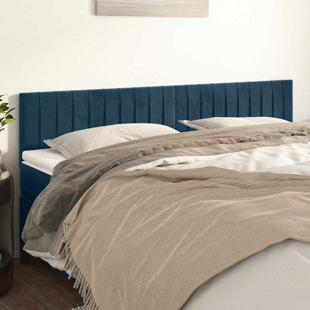 Vidaxl hoofdborden 200x5x78 88 cm fluweel donkerblauw