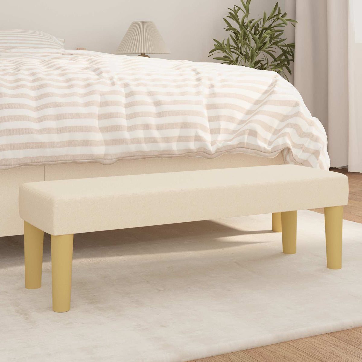 Vidaxl bankje 100x30x30 cm stof crèmekleurig