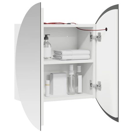 Vidaxl badkamerkast met ronde spiegel en led 40x40x17,5 cm wit