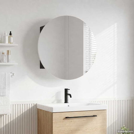 Vidaxl badkamerkast met ronde spiegel en led 40x40x17,5 cm zwart