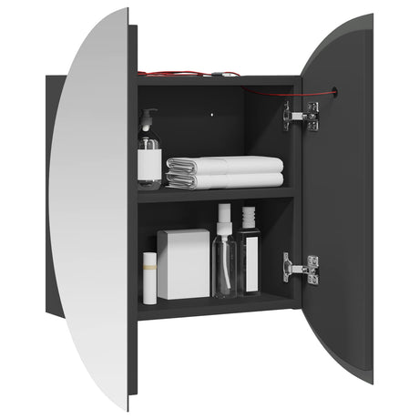 Vidaxl badkamerkast met ronde spiegel en led 40x40x17,5 cm grijs