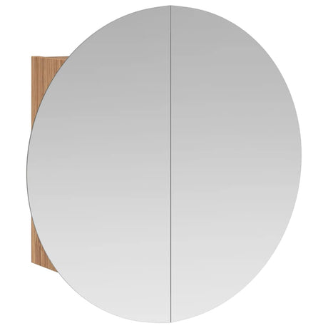 Vidaxl badkamerkast met ronde spiegel en led 40x40x17,5 cm eiken