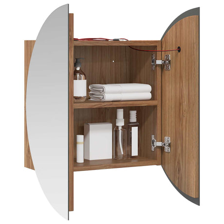 Vidaxl badkamerkast met ronde spiegel en led 40x40x17,5 cm eiken