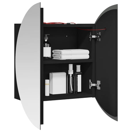 Vidaxl badkamerkast met ronde spiegel en led 47x47x17,5 cm zwart