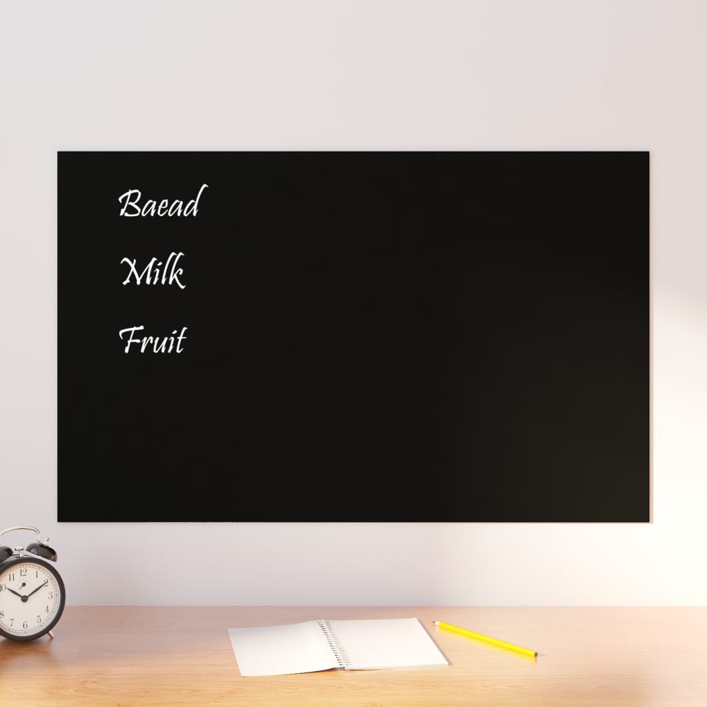 VidaXL Magnettafel für die Wand 80x50 cm Hartglas schwarz