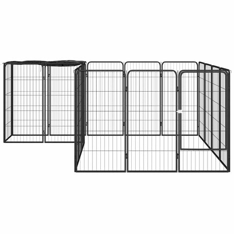 Vidaxl Hundehütte 18 Paneele 50 x 100 cm pulverbeschichteter Stahl schwarz