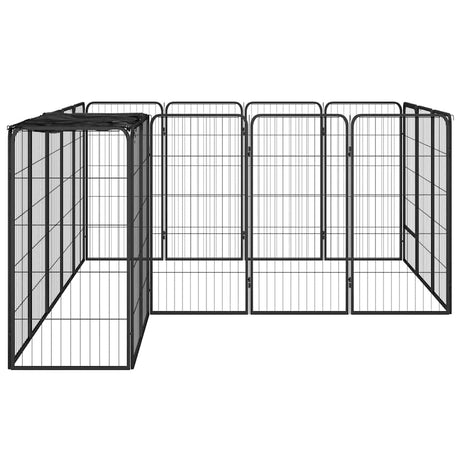 Vidaxl -Hundezwinger 18 Paneele 50 x 100 cm Pulver -Stahlschwarz