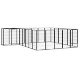 Vidaxl -Hundezwinger 26 Paneele 50 x 100 cm Pulver -Stahlschwarz Schwarz