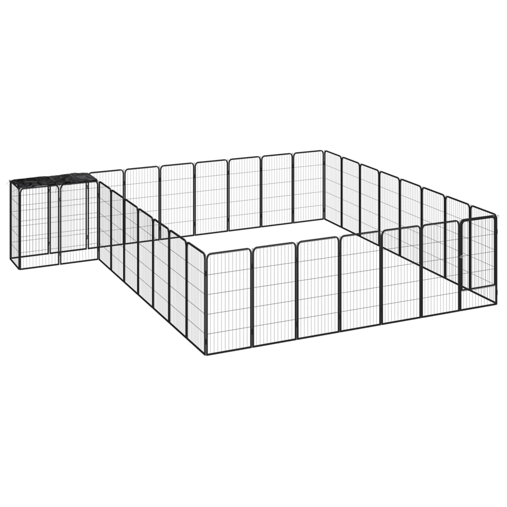 Vidaxl -Hund Kennel 34 Paneele 50 x 100 cm Pulver -Stahlschwarz