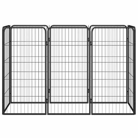VidaXL Hundehütte 8 Paneele 50x100 cm pulverbeschichteter Stahl schwarz