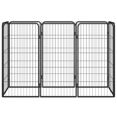 Vidaxl -Hundezwinger 8 Paneele 50 x 100 cm Pulver -Stahlschwarz schwarz