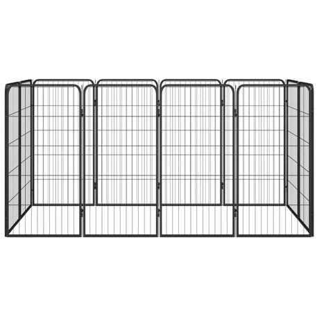 Vidaxl -Hundezwinger 12 Paneele 50 x 100 cm Pulver -Stahlschwarz