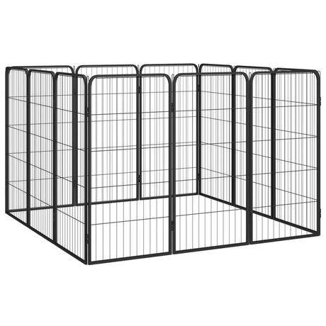 Vidaxl -Hundezwinger 12 Paneele 50 x 100 cm Pulver -Stahlschwarz
