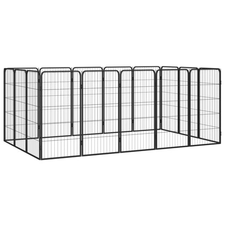 Vidaxl -Hund Kennel 16 Paneele 50 x 100 cm Pulver -Stahlschwarz