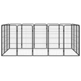 Vidaxl -Hund Kennel 16 Paneele 50 x 100 cm Pulver -Stahlschwarz