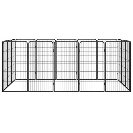 Vidaxl -Hund Kennel 16 Paneele 50 x 100 cm Pulver -Stahlschwarz
