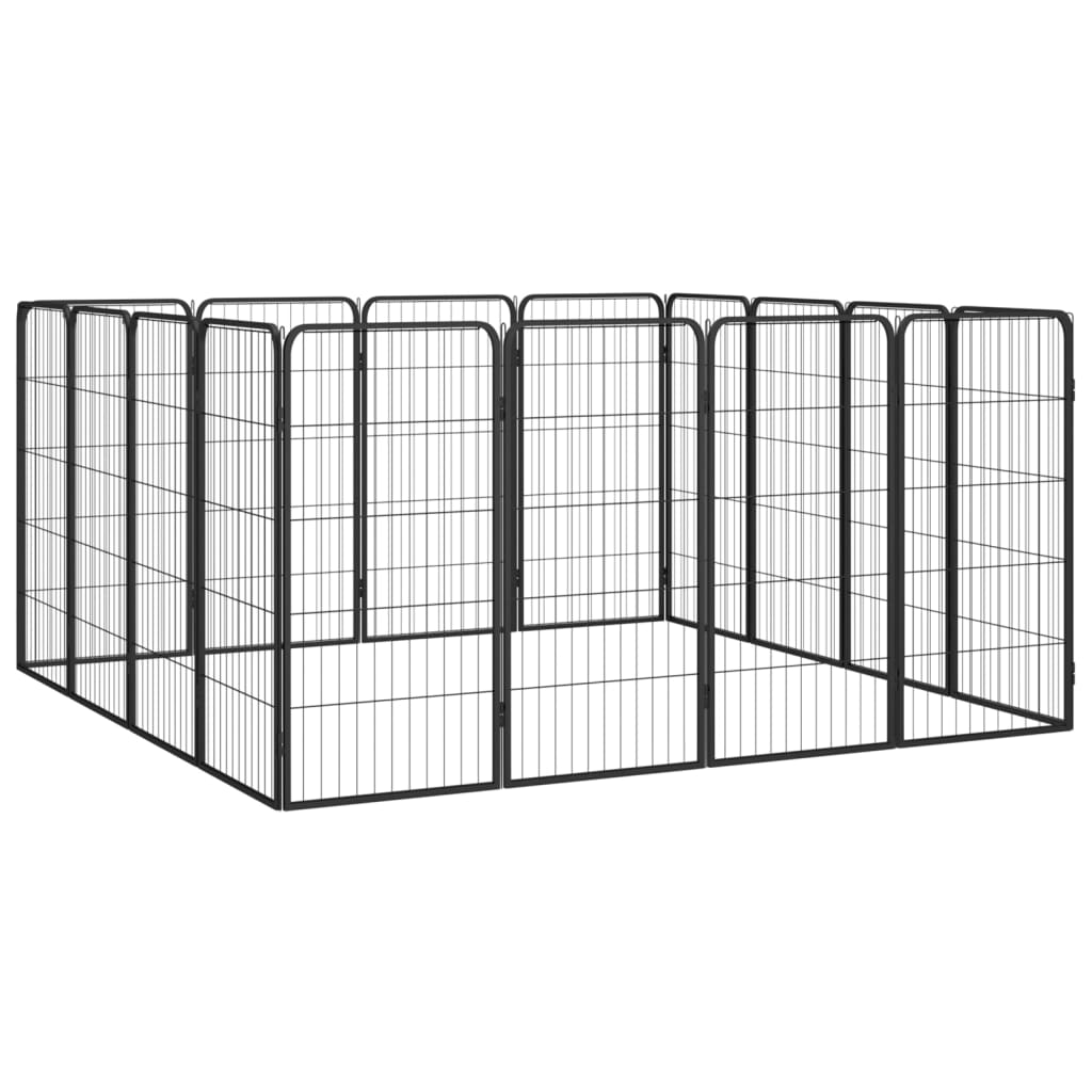 Vidaxl -Hund Kennel 16 Paneele 50 x 100 cm Pulver -Stahlschwarz