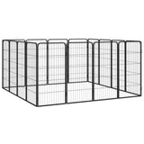Vidaxl -Hund Kennel 16 Paneele 50 x 100 cm Pulver -Stahlschwarz