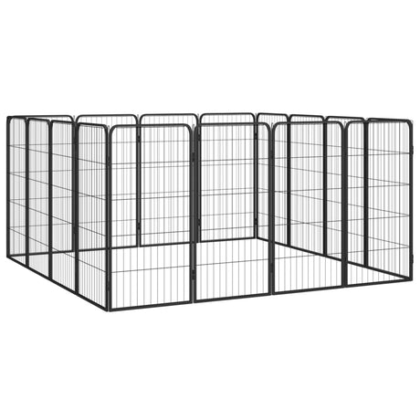 Vidaxl -Hund Kennel 16 Paneele 50 x 100 cm Pulver -Stahlschwarz