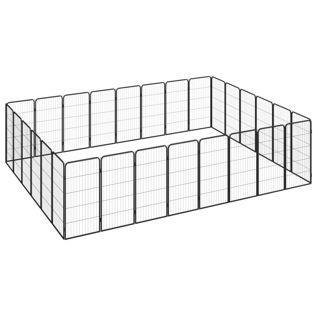 Vidaxl -Hundezwinger 28 Panels 50 x 100 cm Pulver -Stahlschwarz Schwarz