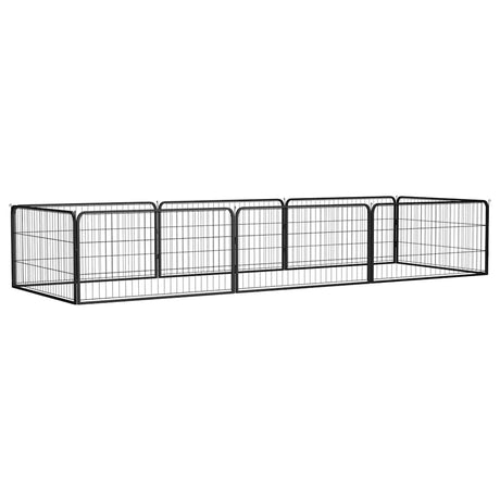 VidaXL Hundehütte 8 Paneele 100x50 cm pulverbeschichteter Stahl schwarz