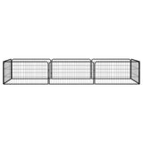 Vidaxl -Hund Kennel 8 Paneele 100x50 cm Pulver -Stahlschwarz