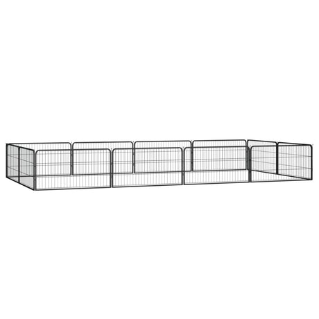 Vidaxl -Hunde Zwinger 12 Paneele 100x50 cm Pulver -Stahlschwarz