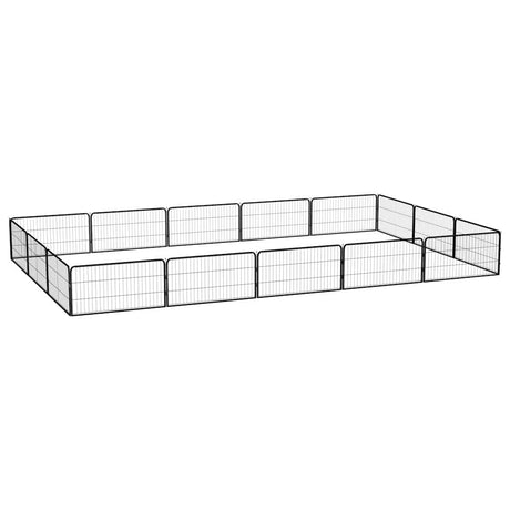 VidaXL Hundehütte 16 Paneele 100x50 cm pulverbeschichteter Stahl schwarz