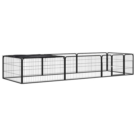 VidaXL Hundehütte 8 Paneele 100x50 cm pulverbeschichteter Stahl schwarz
