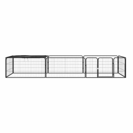 VidaXL Hundehütte 8 Paneele 100x50 cm pulverbeschichteter Stahl schwarz