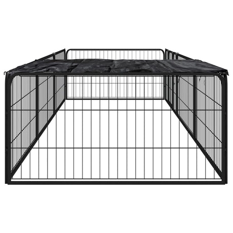 Vidaxl -Hund Kennel 8 Paneele 100x50 cm Pulver -Stahlschwarz