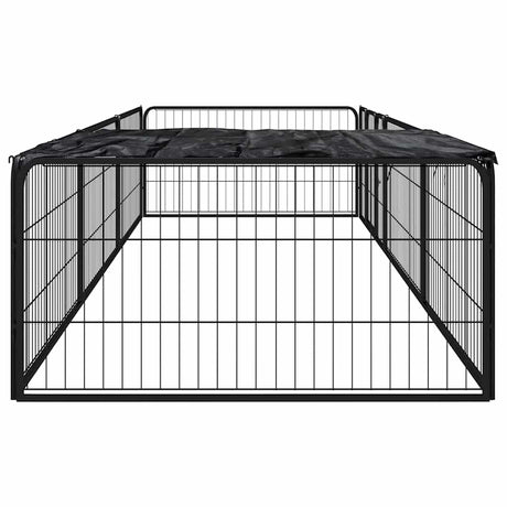 VidaXL Hundehütte 8 Paneele 100x50 cm pulverbeschichteter Stahl schwarz