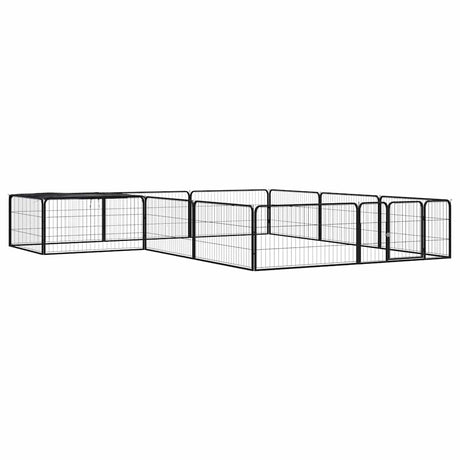 Vidaxxl Hundehütte 12 Paneele 100x50 cm pulverbeschichteter Stahl schwarz