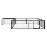 Vidaxl -Hunde Zwinger 12 Paneele 100x50 cm Pulver -Stahlschwarz