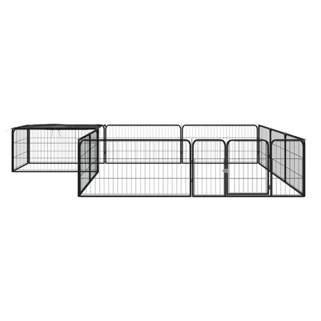 Vidaxl -Hunde Zwinger 12 Paneele 100x50 cm Pulver -Stahlschwarz