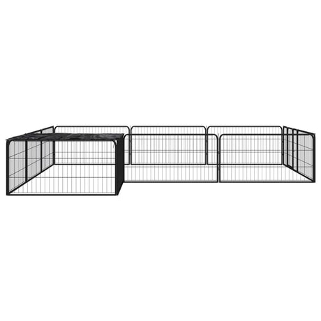 Vidaxl -Hunde Zwinger 12 Paneele 100x50 cm Pulver -Stahlschwarz