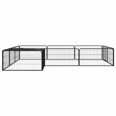 Vidaxxl Hundehütte 12 Paneele 100x50 cm pulverbeschichteter Stahl schwarz